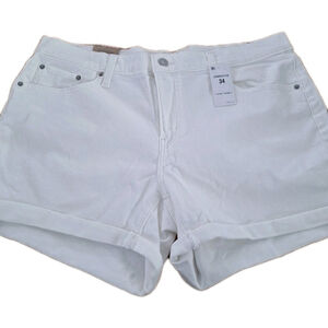 NWT Levi's Women's Mid Length Size 34 White Denim Jean Shorts Classic Cuffed